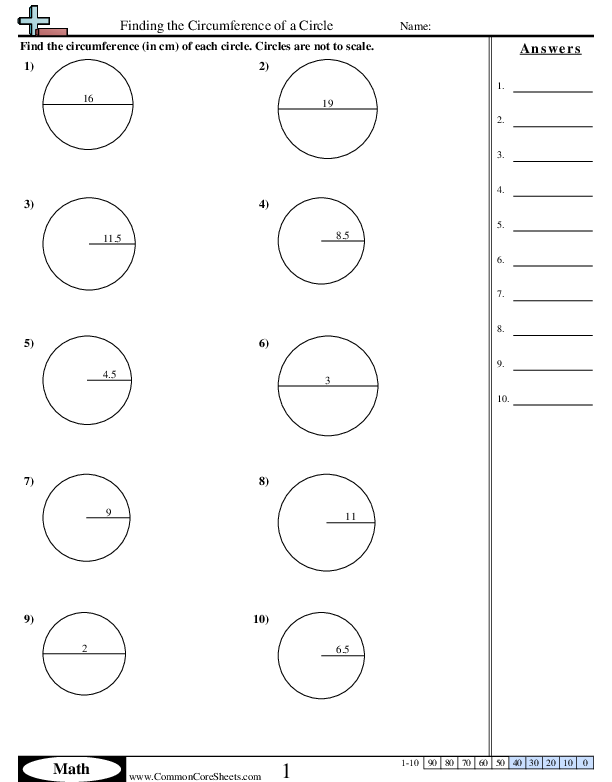 Circumference of Circle Worksheet - Circumference of Circle worksheet